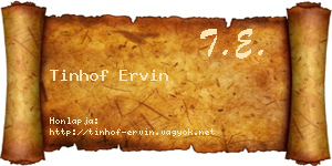 Tinhof Ervin névjegykártya