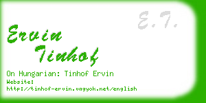 ervin tinhof business card